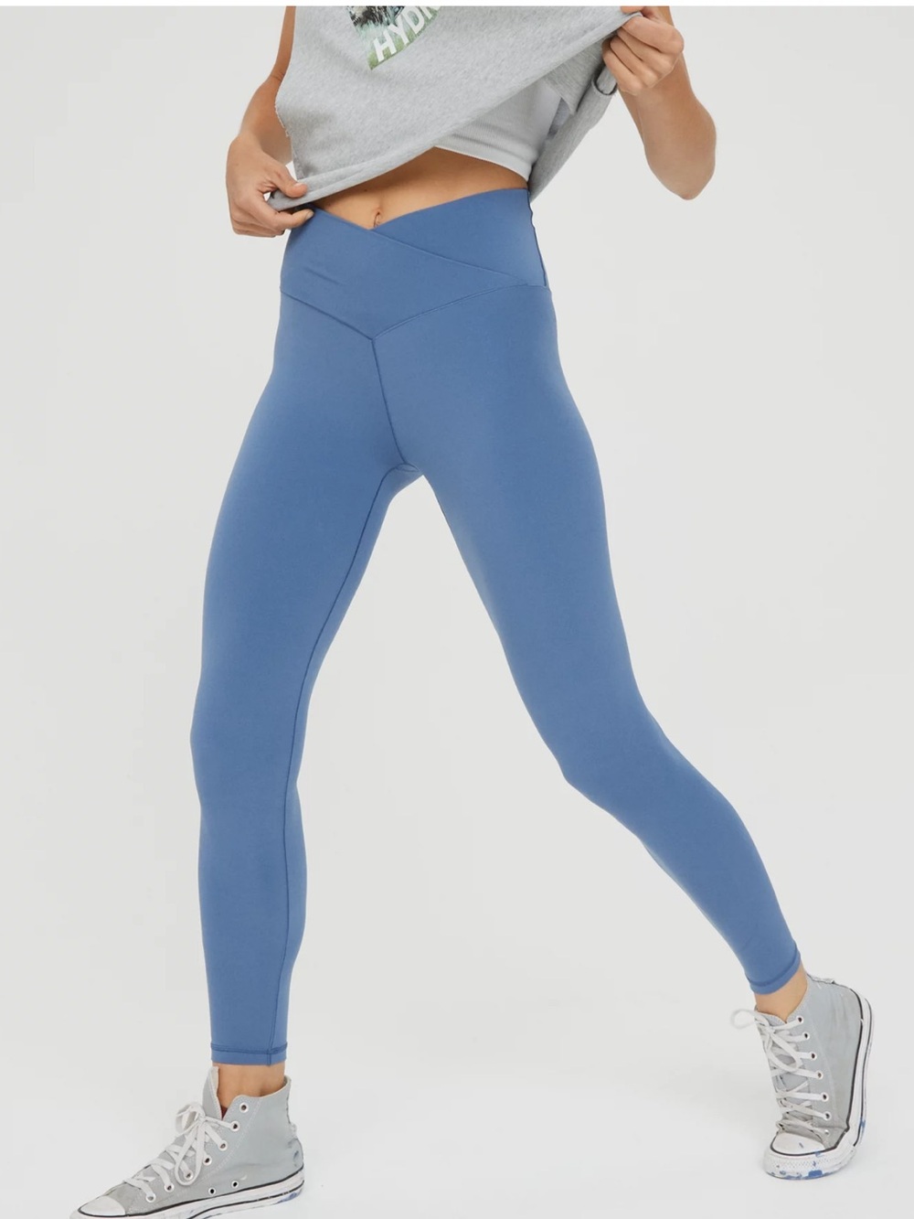OFFLINE By Aerie Real Me High Waisted Crossover Legging - Marbled Blue